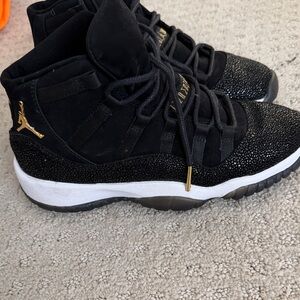 Jordan Black and Gold Women's Sneakers